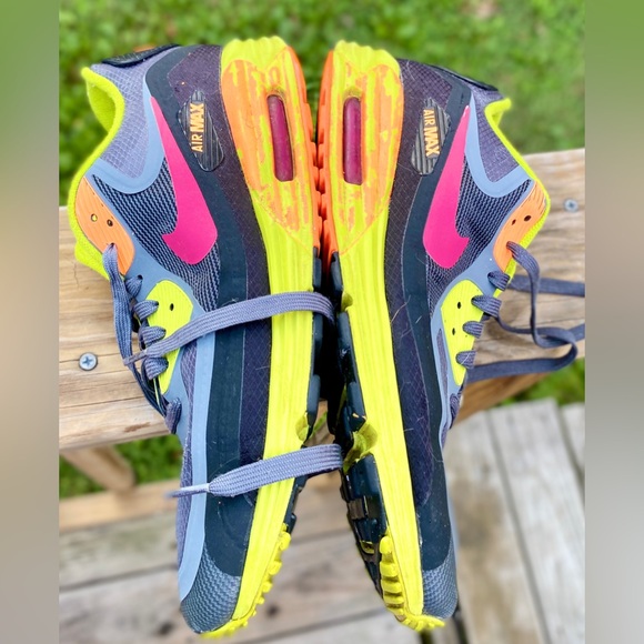 Nike Air Max Lunarlon Trainers Shoes Grey Orange  size 10.5 - Picture 12 of 17